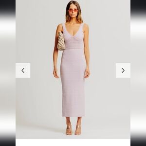 Torn by Ronny Kobo Madi Lilac Grey Crochet Maxi Dress Small